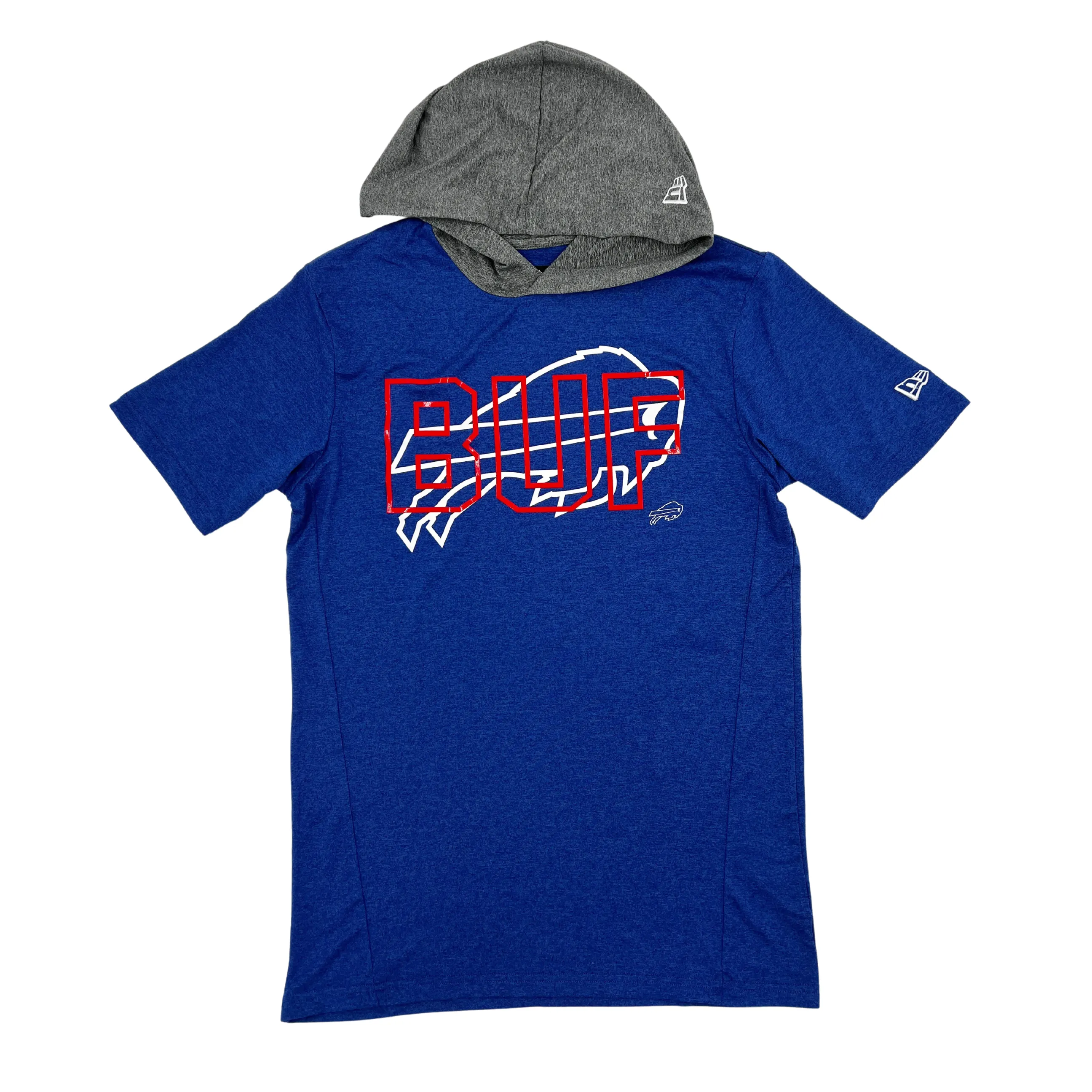 New Era Bills Primary Logo Heather Blue Lightweight Short Sleeve Hoodie