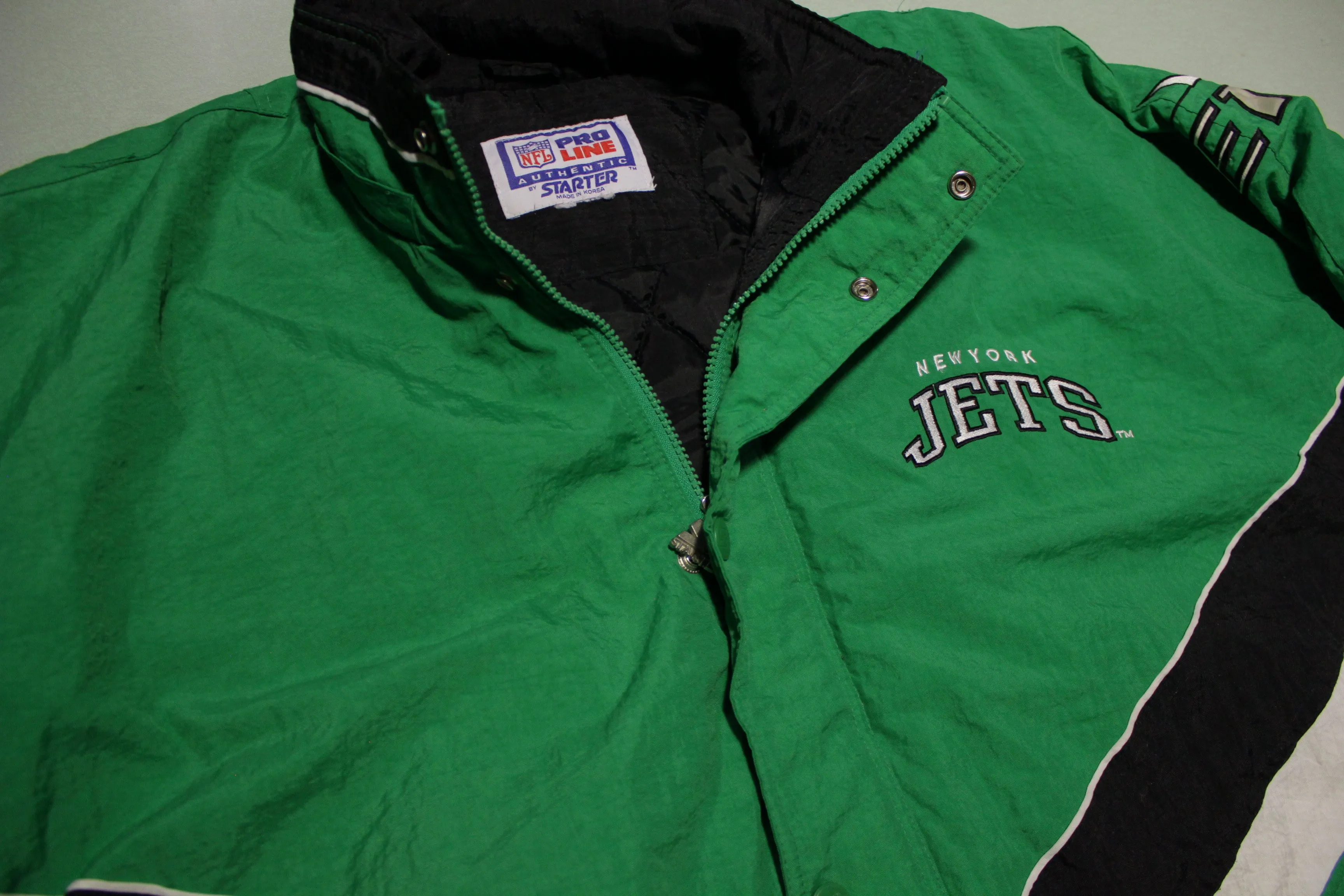 New York Jets Logo Vintage 90's Starter Zip Up Hoodie Parka Jacket