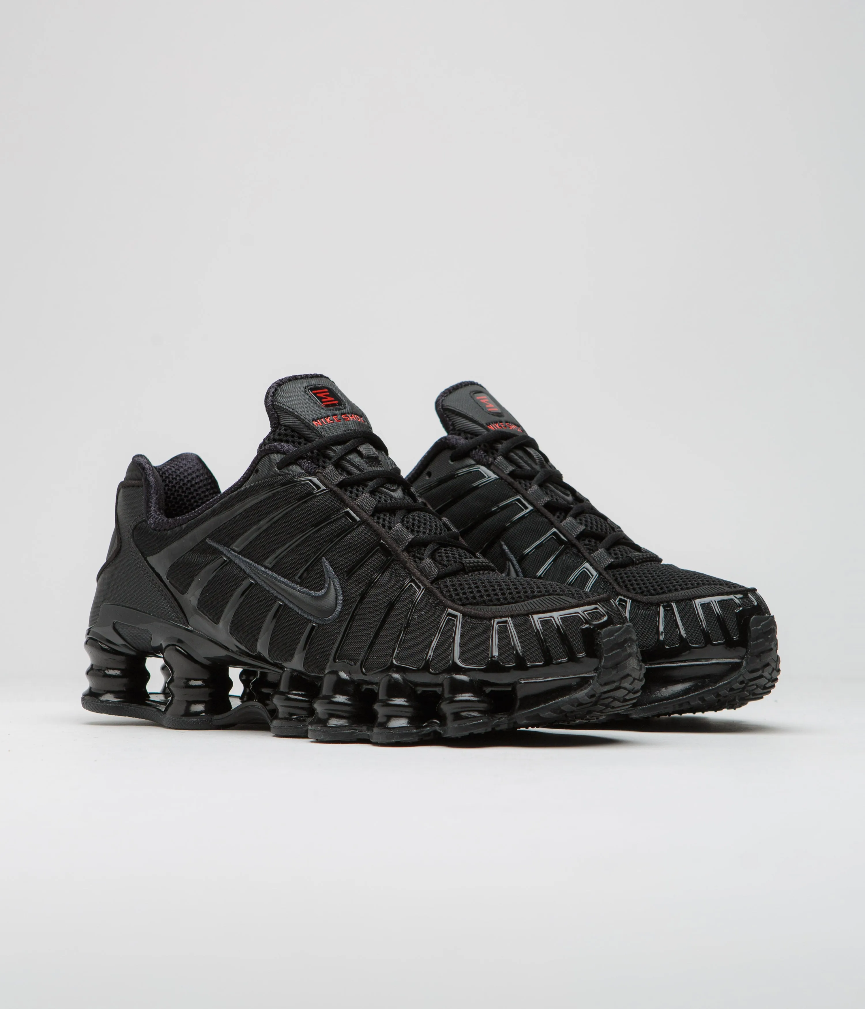 Nike Womens Shox TL Shoes - Black / Black - Metallic Hematite - Max Orange