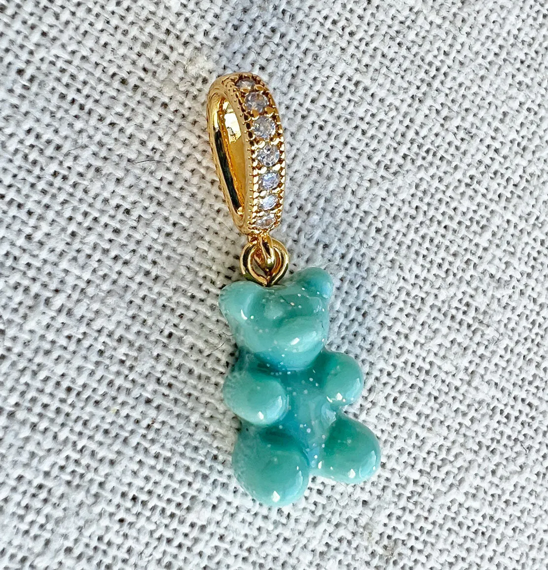 Nostalgia Bear Glitter Pendant, Crystal Connector