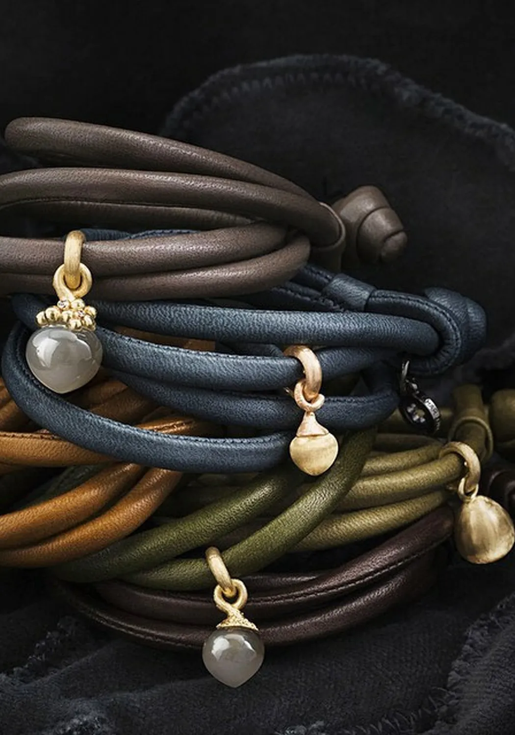 Ole Lynggaard Black Leather Bracelet For Sweet Drops