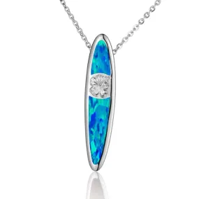 Opal Hibiscus Surfboard Pendant