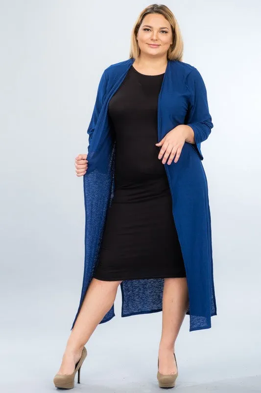 Open Front Side Slit Cardigan