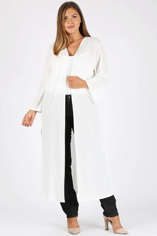 Open Front Side Slit Cardigan