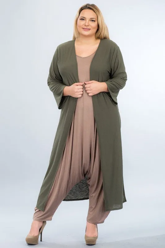 Open Front Side Slit Cardigan