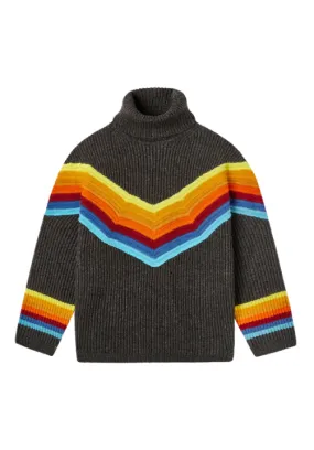 OVERSIZED TURTLENECK RAINBOW CHEVRON SWEATER