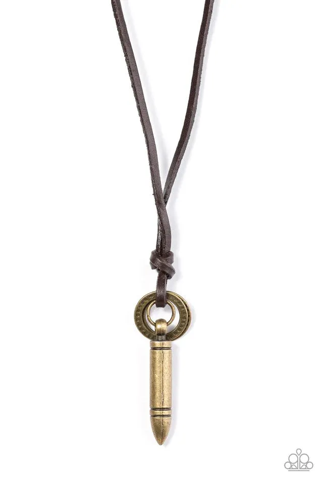 Paparazzi Accessories  - Lucky Shot #M13 Peg - Brass Urban Necklace