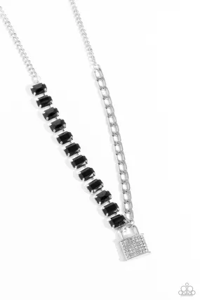 Paparazzi LOCK and Roll Black Necklace & Earring Set