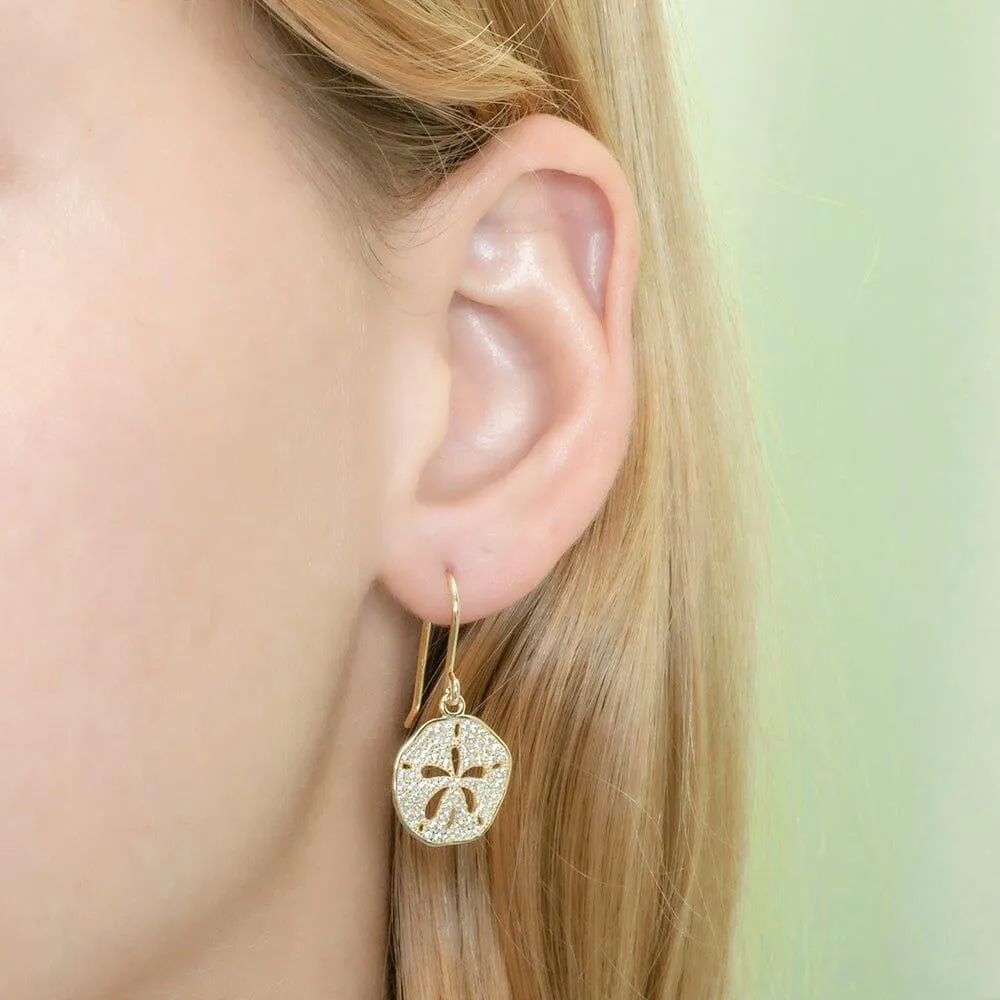 Pavé Beach Sand Dollar Earrings