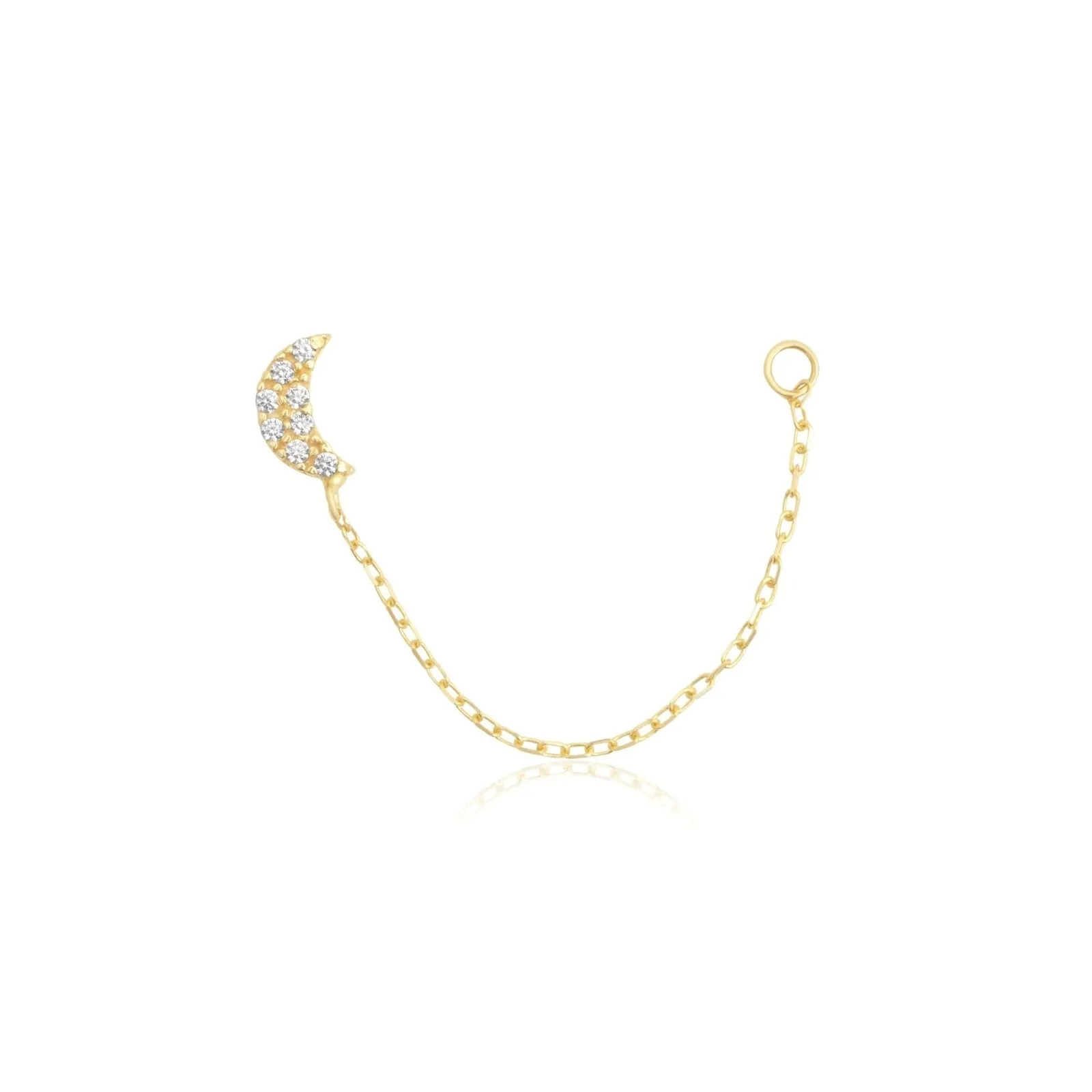 Pavé Studded Moon Chain Earring