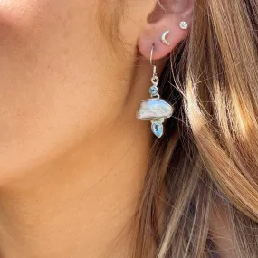 Pearl & Blue Topaz Earrings