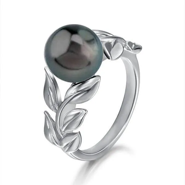 Pearl Maile Leaf Lei Ring