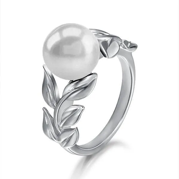 Pearl Maile Leaf Lei Ring