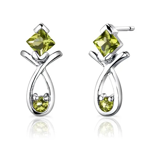 Peridot Pendant Earrings Sterling Silver Set 2 Carats