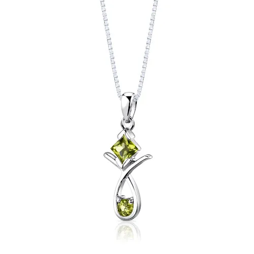 Peridot Pendant Earrings Sterling Silver Set 2 Carats