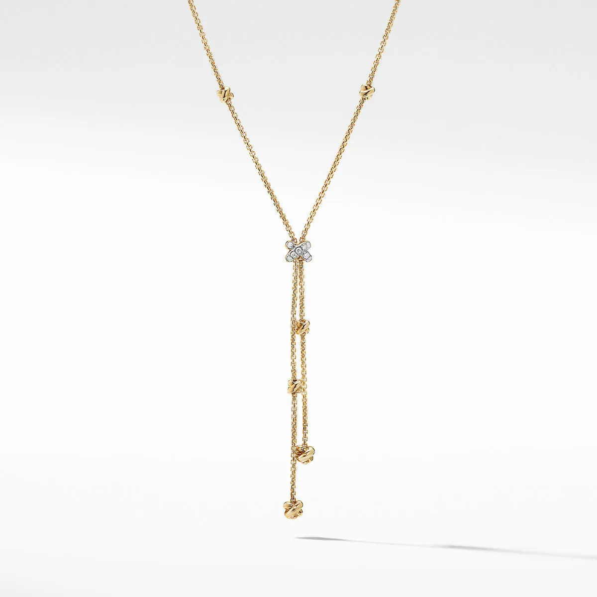 Petite Helena Y Necklace in 18K Yellow Gold with Diamonds