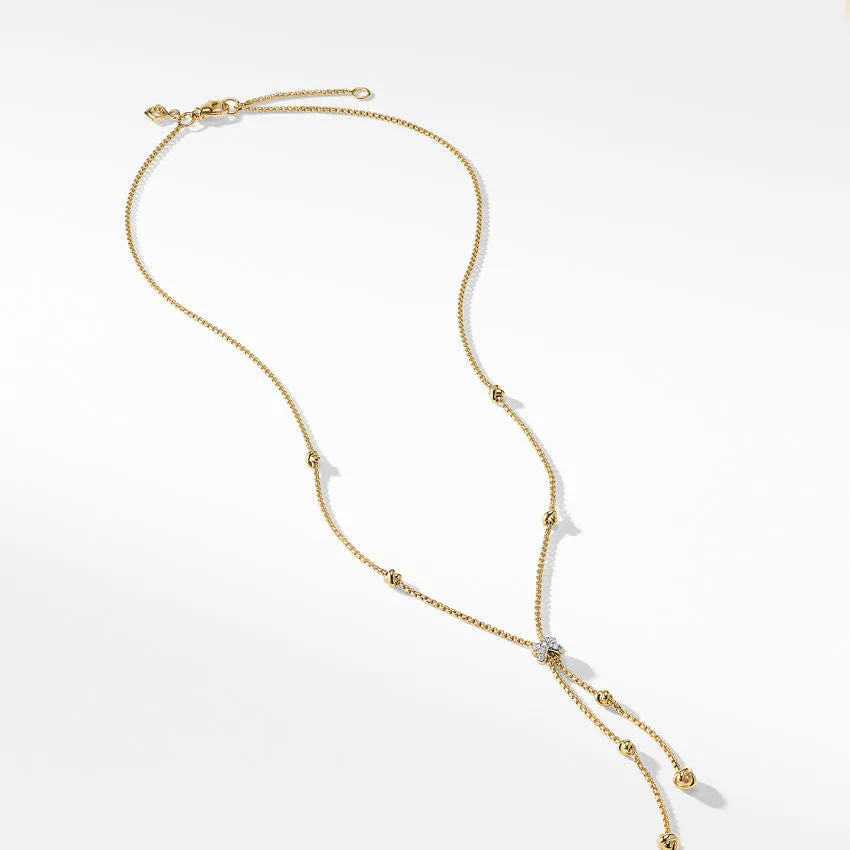 Petite Helena Y Necklace in 18K Yellow Gold with Diamonds