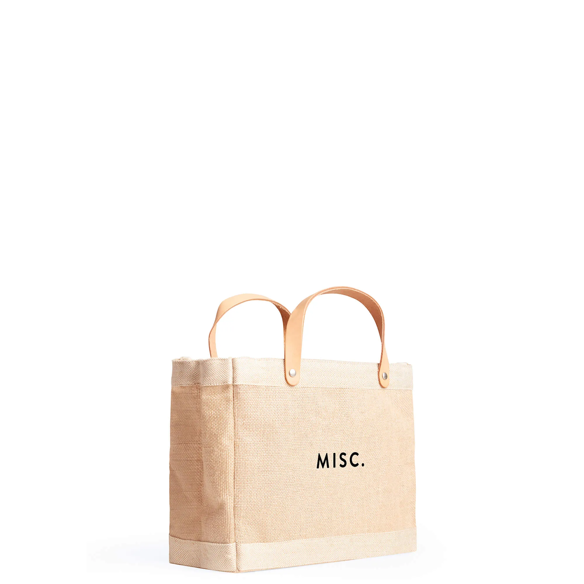 Petite Market Bag in Natural with “MISC”