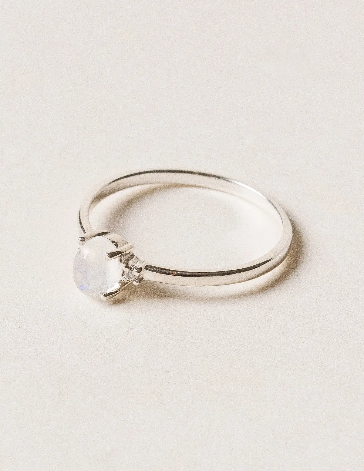 Petite Oval Rainbow Moonstone Ring