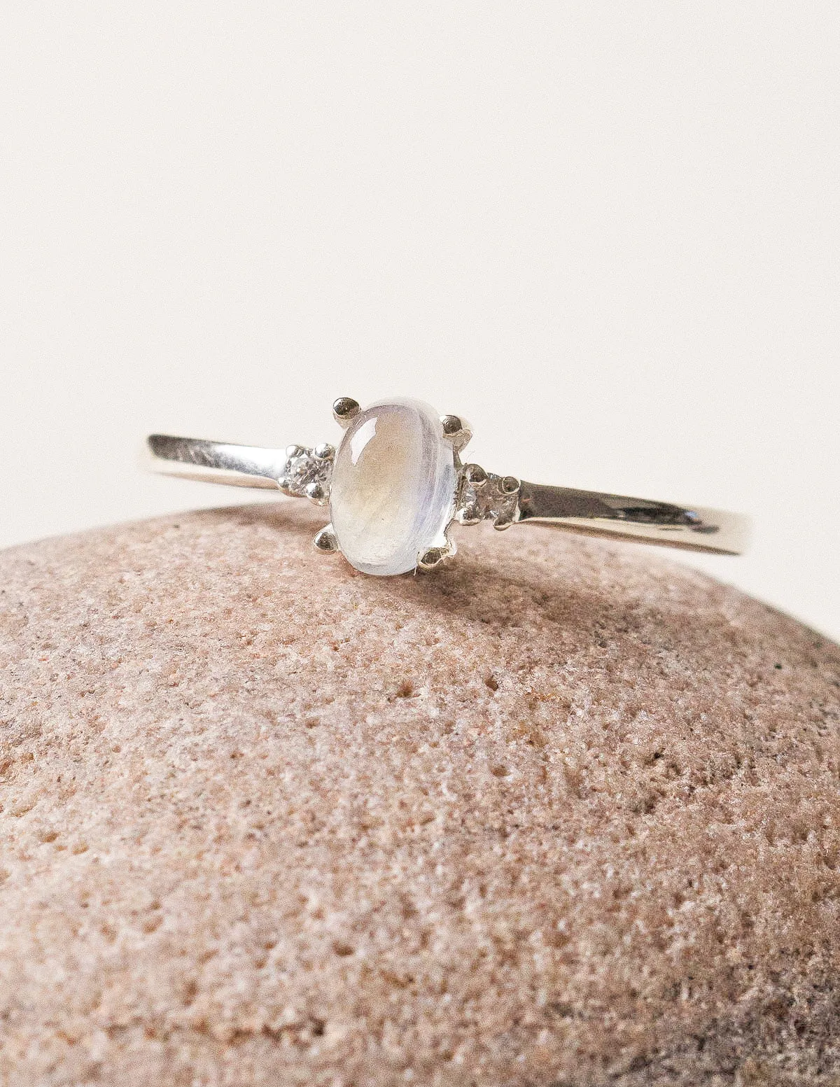 Petite Oval Rainbow Moonstone Ring