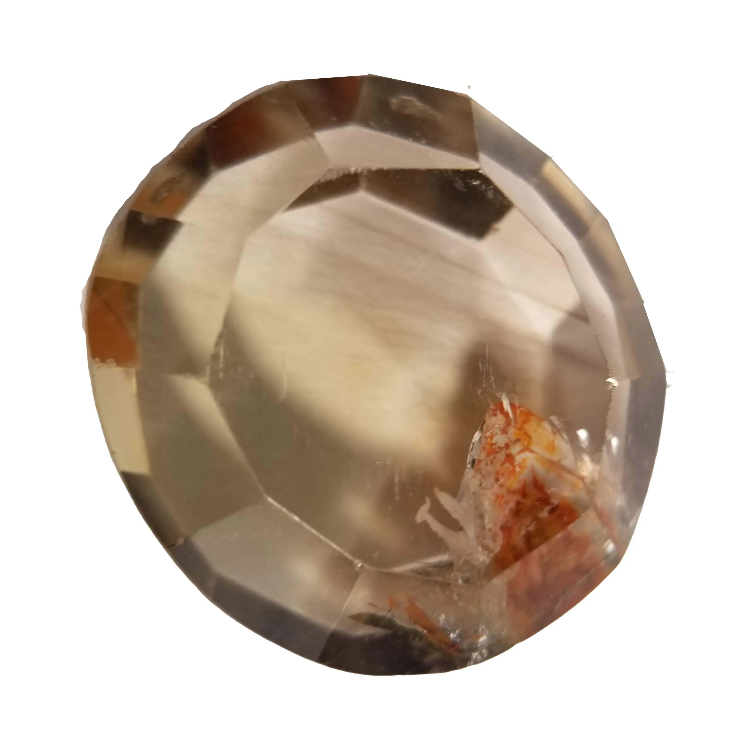 Phantom Smoky Citrine Faceted Cabochon Round-Cut - 26.5mm