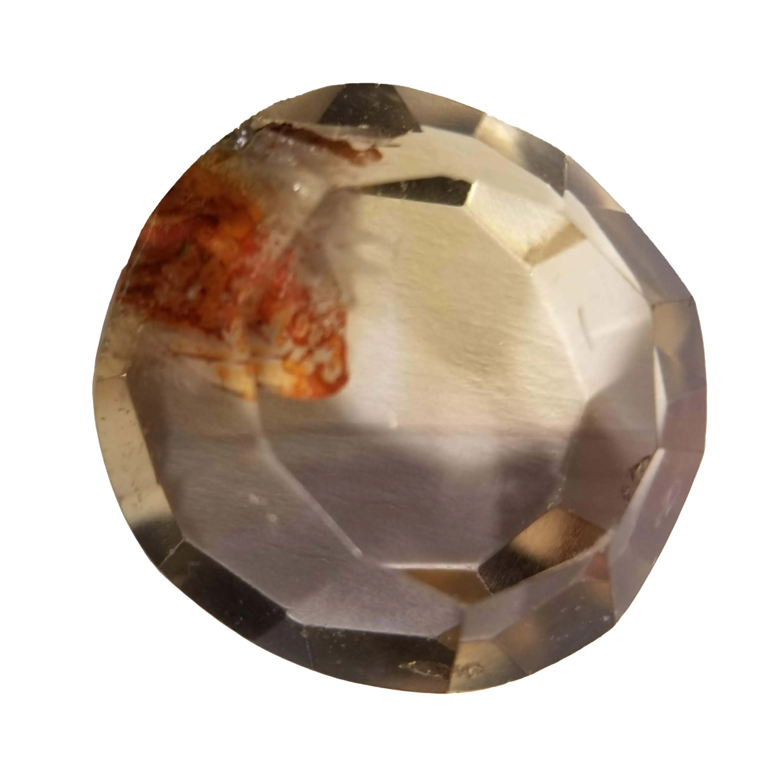 Phantom Smoky Citrine Faceted Cabochon Round-Cut - 26.5mm