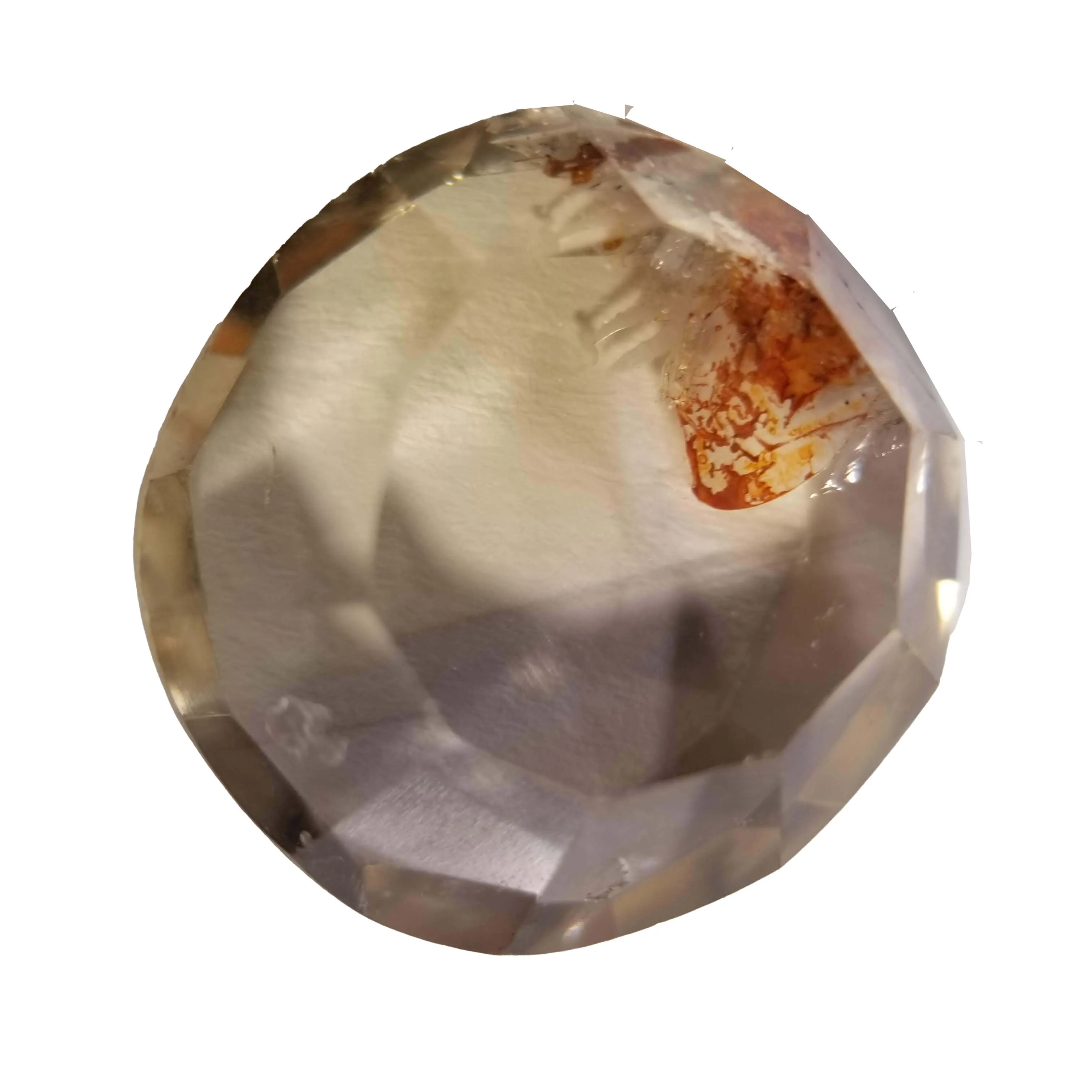 Phantom Smoky Citrine Faceted Cabochon Round-Cut - 26.5mm