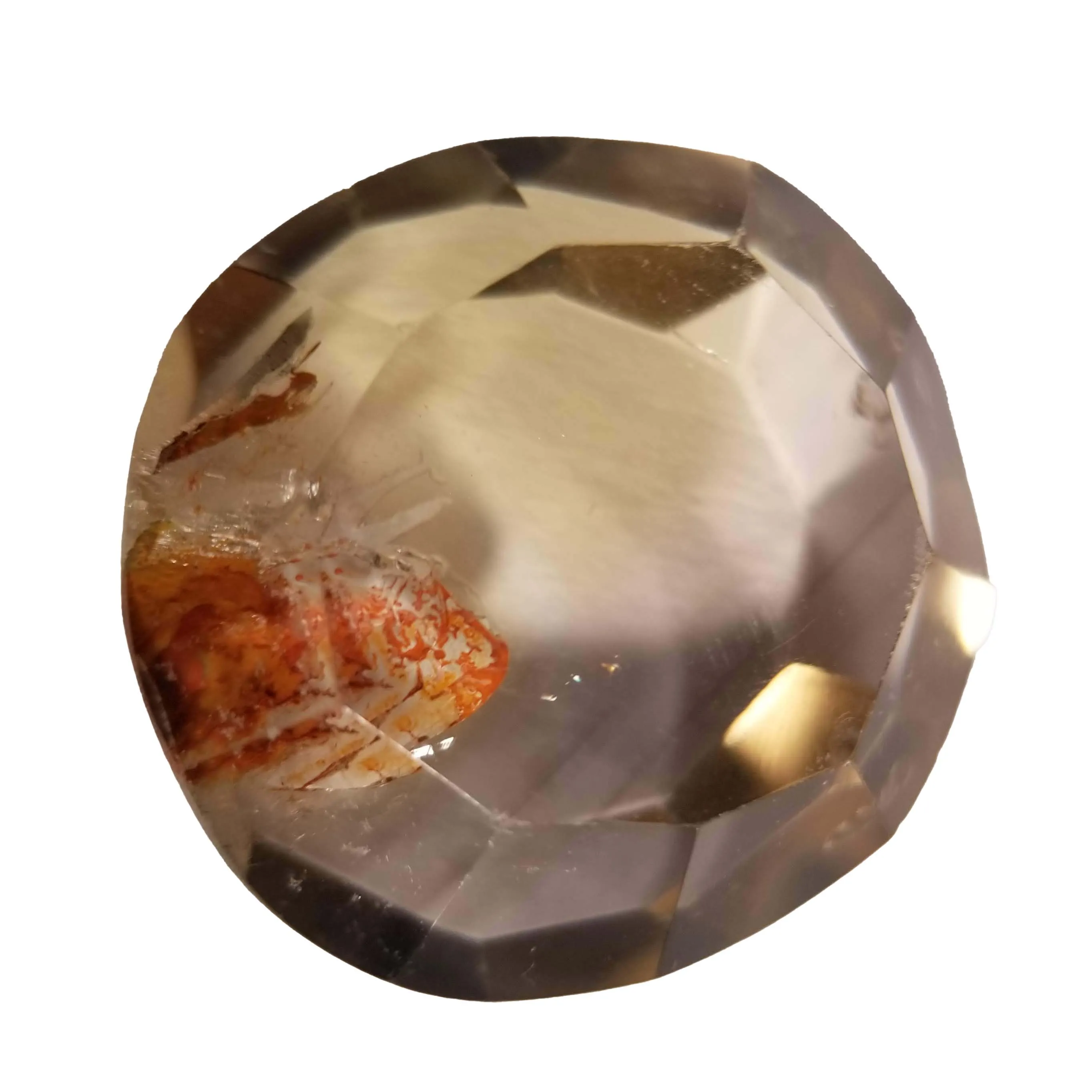 Phantom Smoky Citrine Faceted Cabochon Round-Cut - 26.5mm