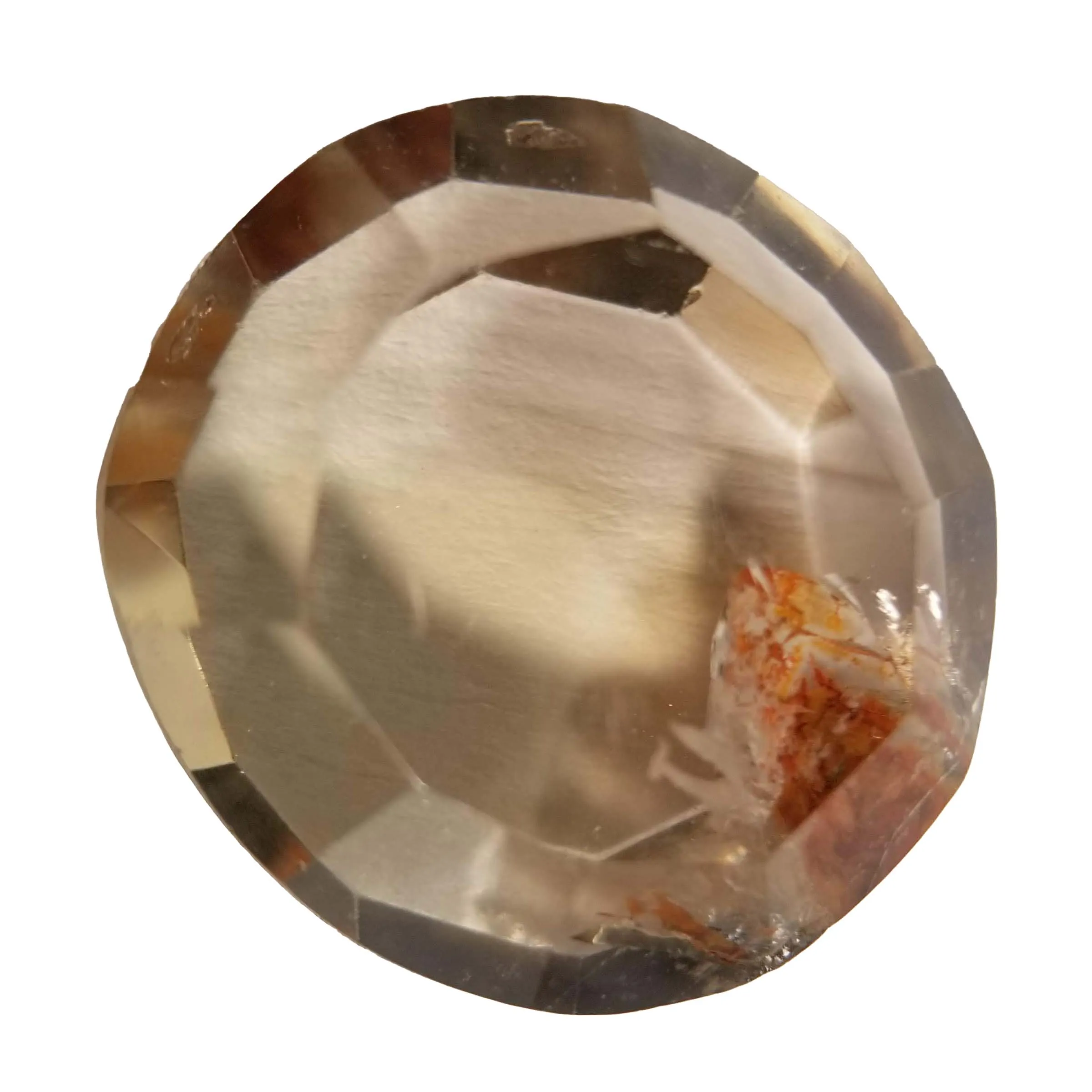 Phantom Smoky Citrine Faceted Cabochon Round-Cut - 26.5mm