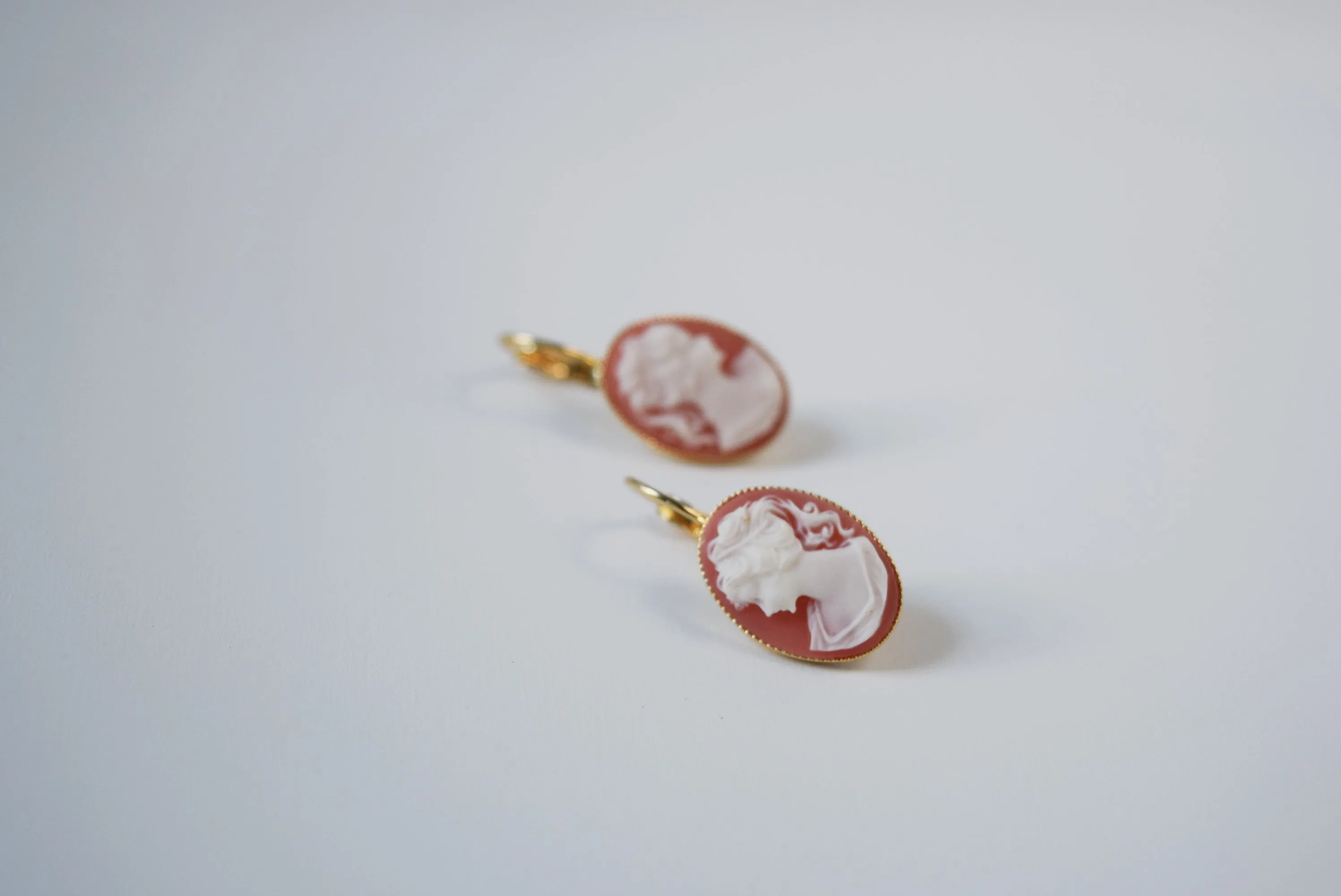 Pink Cameo Earrings - Vintage Acrylic Cameos