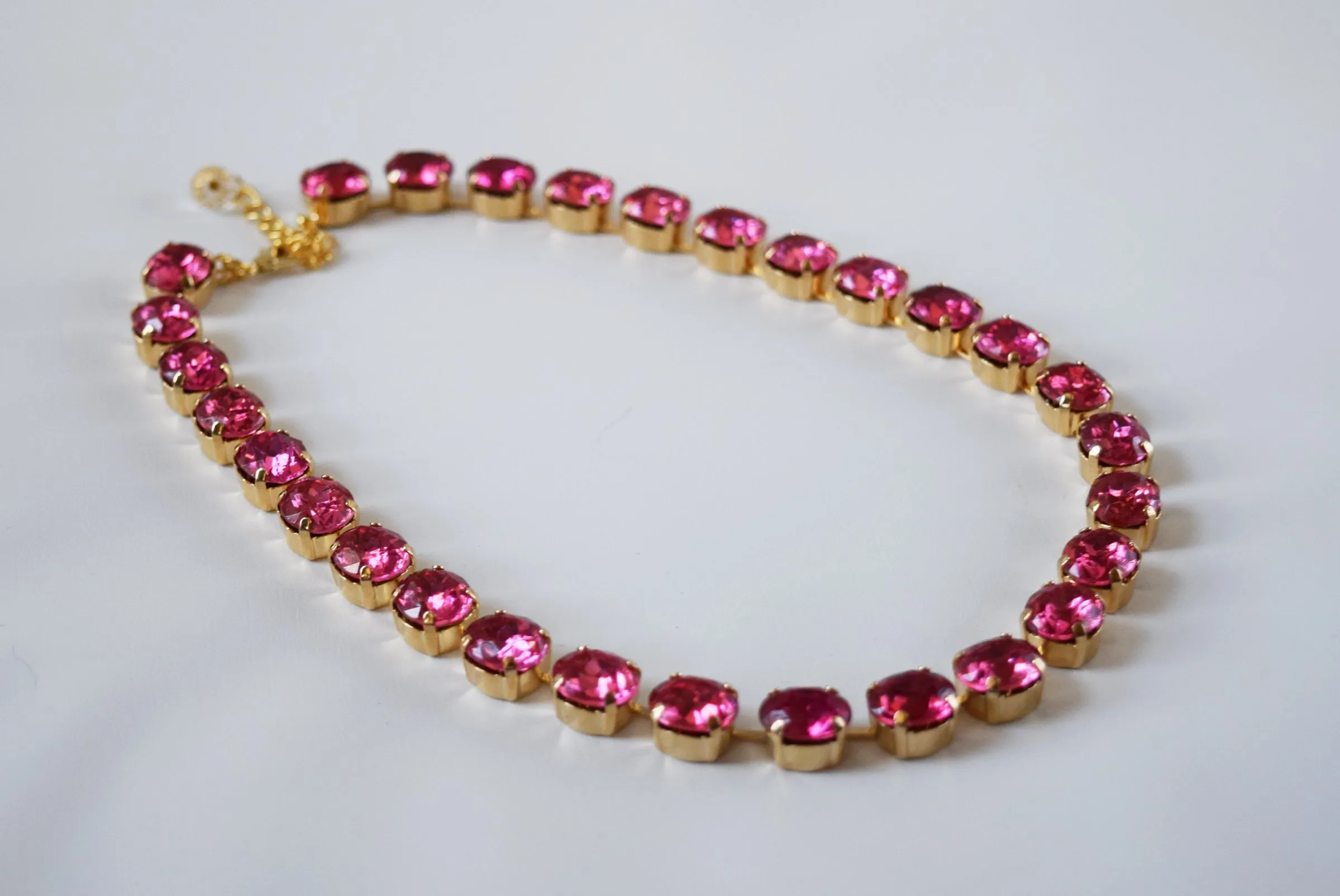 Pink Crystal Necklace, Vintage Swarovski Crystal - Small oval