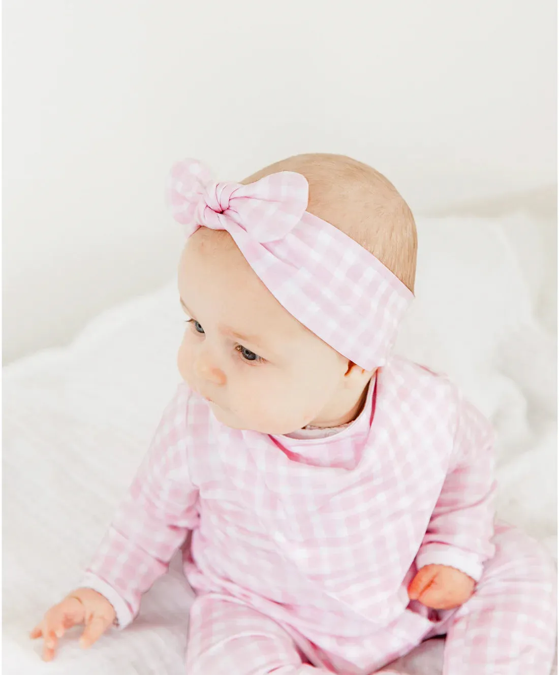 Pink Gingham Headband