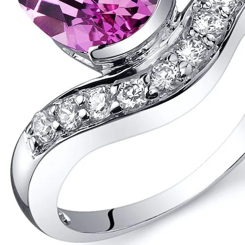 Pink Sapphire Oval Cut Sterling Silver Ring Size 7