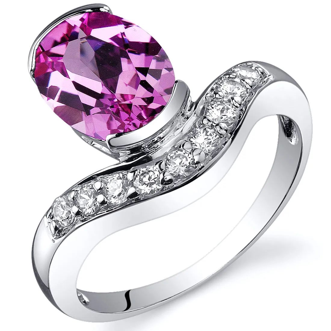 Pink Sapphire Oval Cut Sterling Silver Ring Size 7