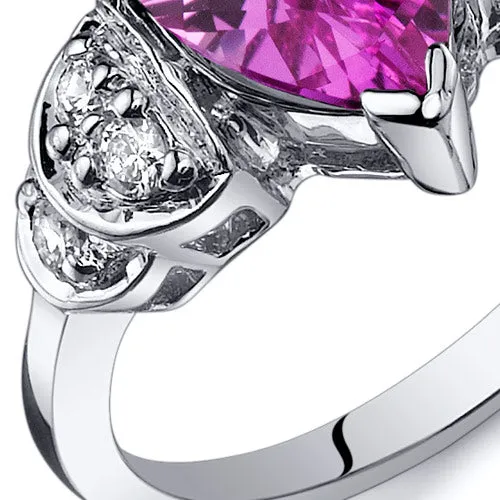 Pink Sapphire Pear Shape Sterling Silver Ring Size 9