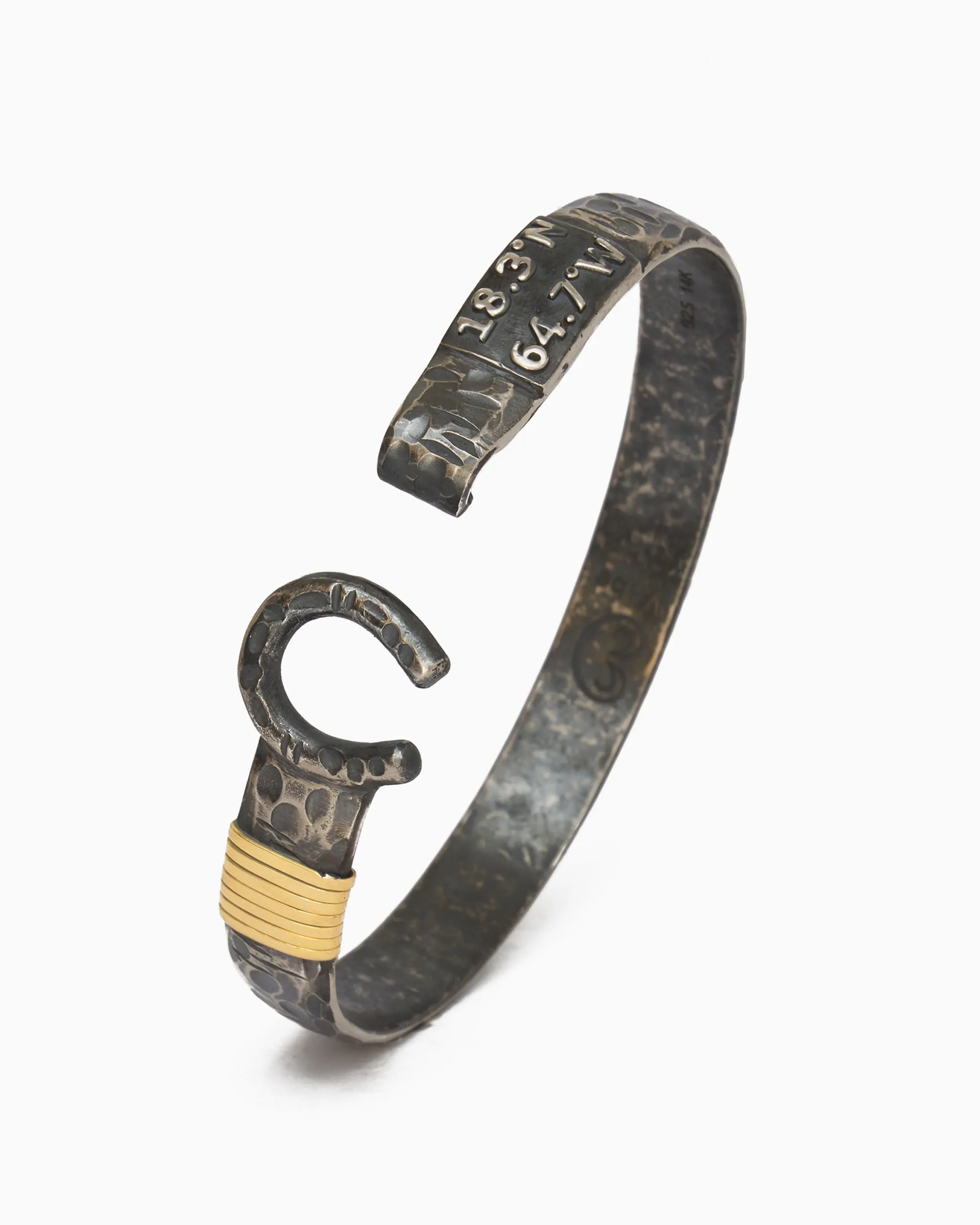 Pirate Texture Hook Bracelet with St. John Coordinates, 10mm