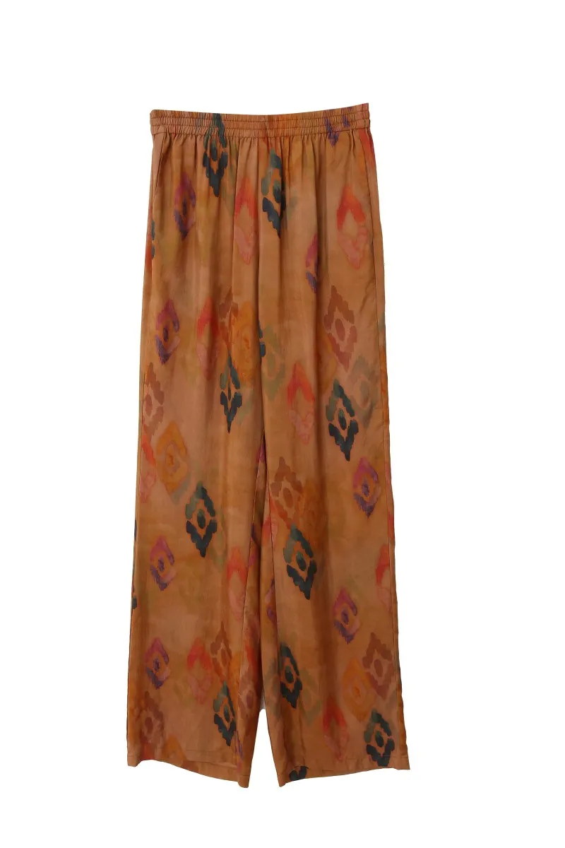 Printed Wide Leg Pants in caramel by See U Soon