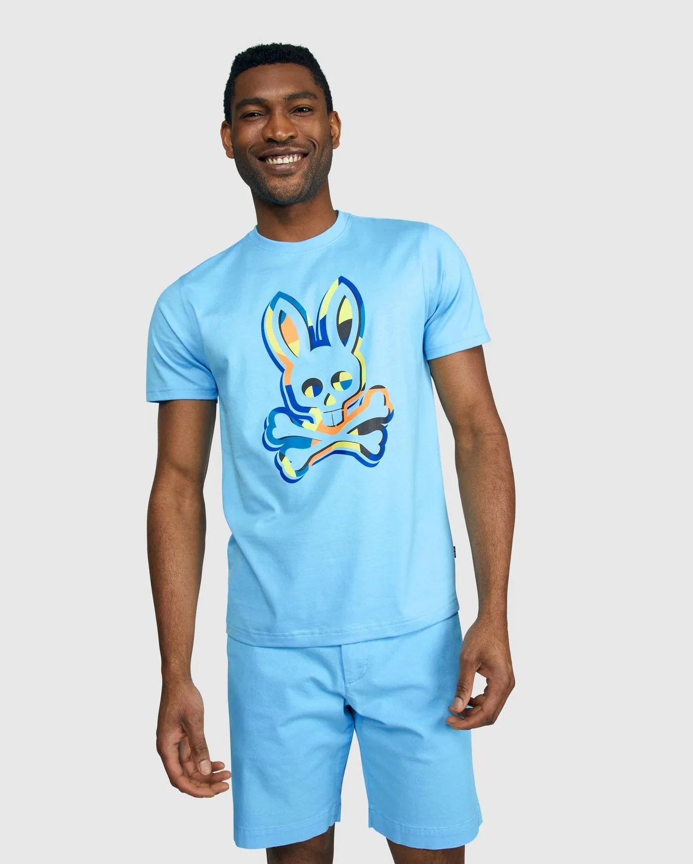 Psycho Bunny Mens Binns Graphic Tee - Clear Sky