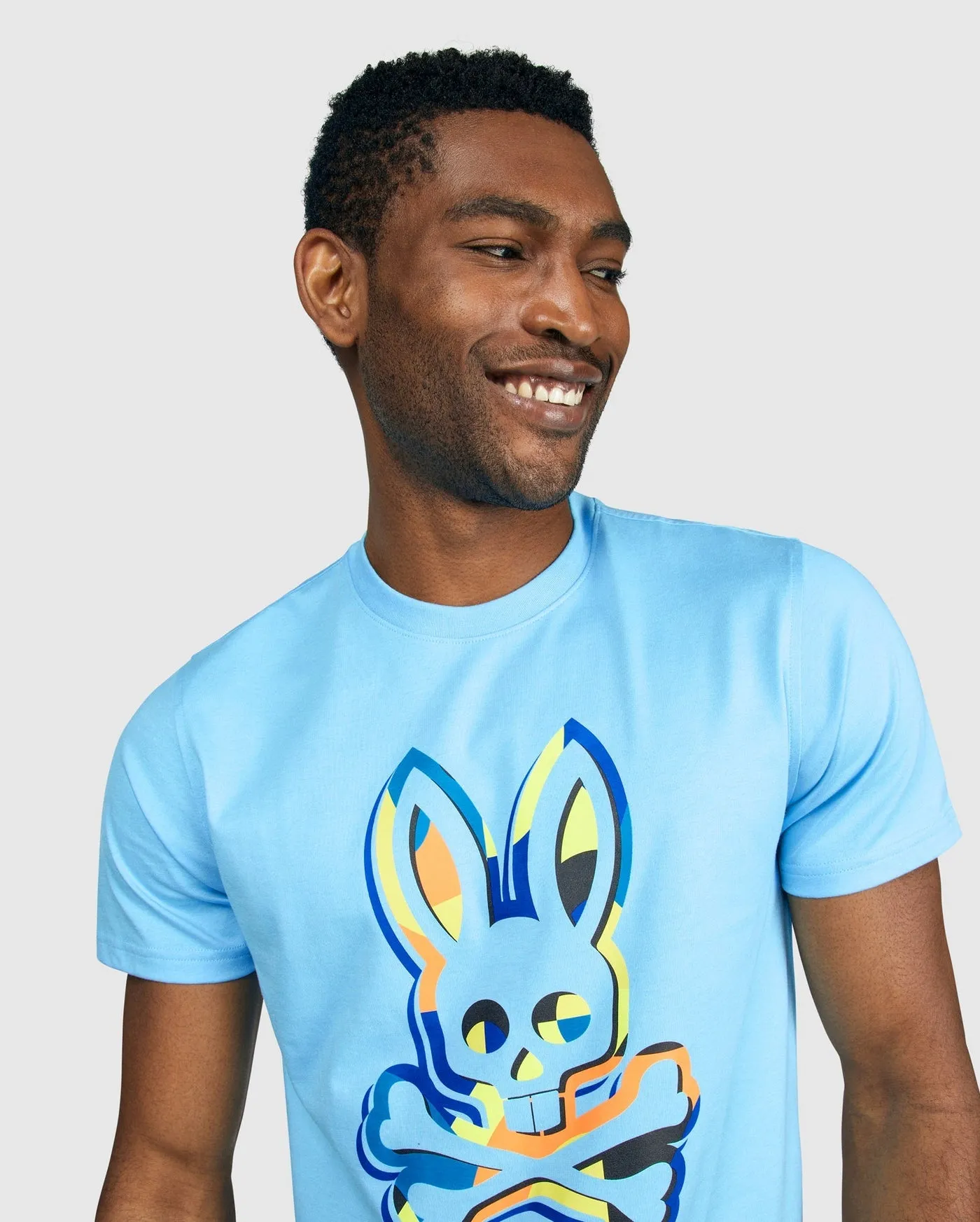 Psycho Bunny Mens Binns Graphic Tee - Clear Sky