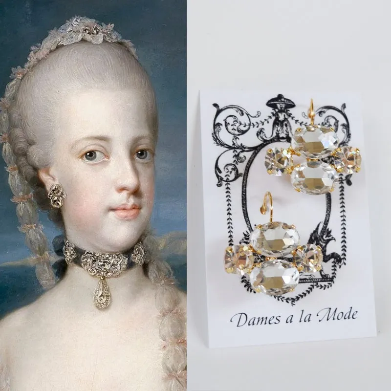 Queen Anne 18th Century Clear Crystal Earrings