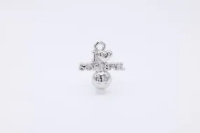 "I Love Softball" Wholesale Charm, 925 Sterling Silver, 595