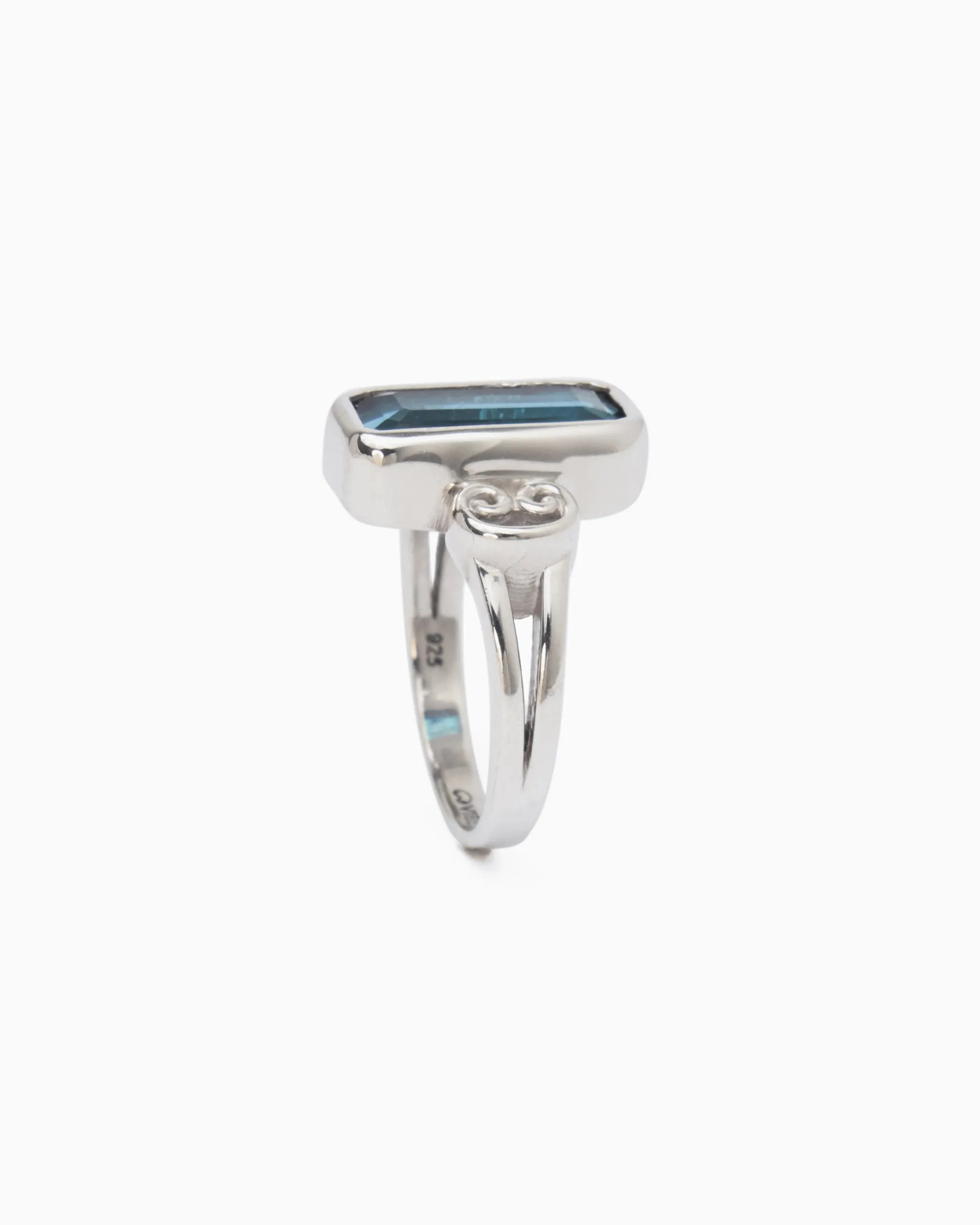 Rectangular Stone Ring - London Blue Topaz/White Zircon