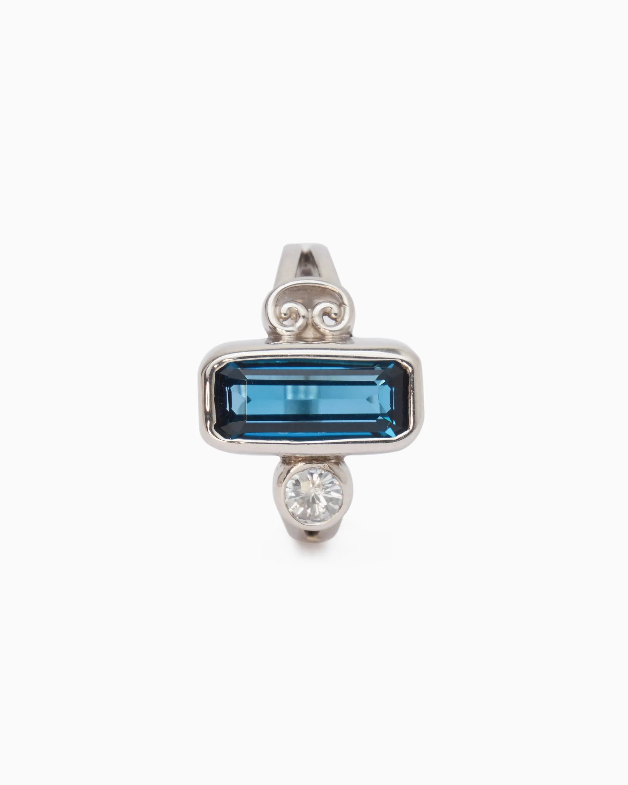 Rectangular Stone Ring - London Blue Topaz/White Zircon