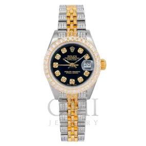 Rolex Datejust 69173 26MM Black Diamond Dial And Bezel With Two Tone Jubilee Bracelet