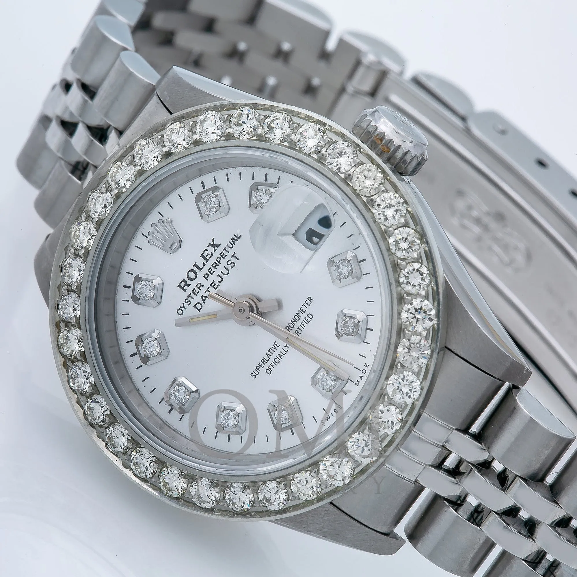 Rolex Datejust 69174 26MM Silver Diamond Dial 0.90 CT