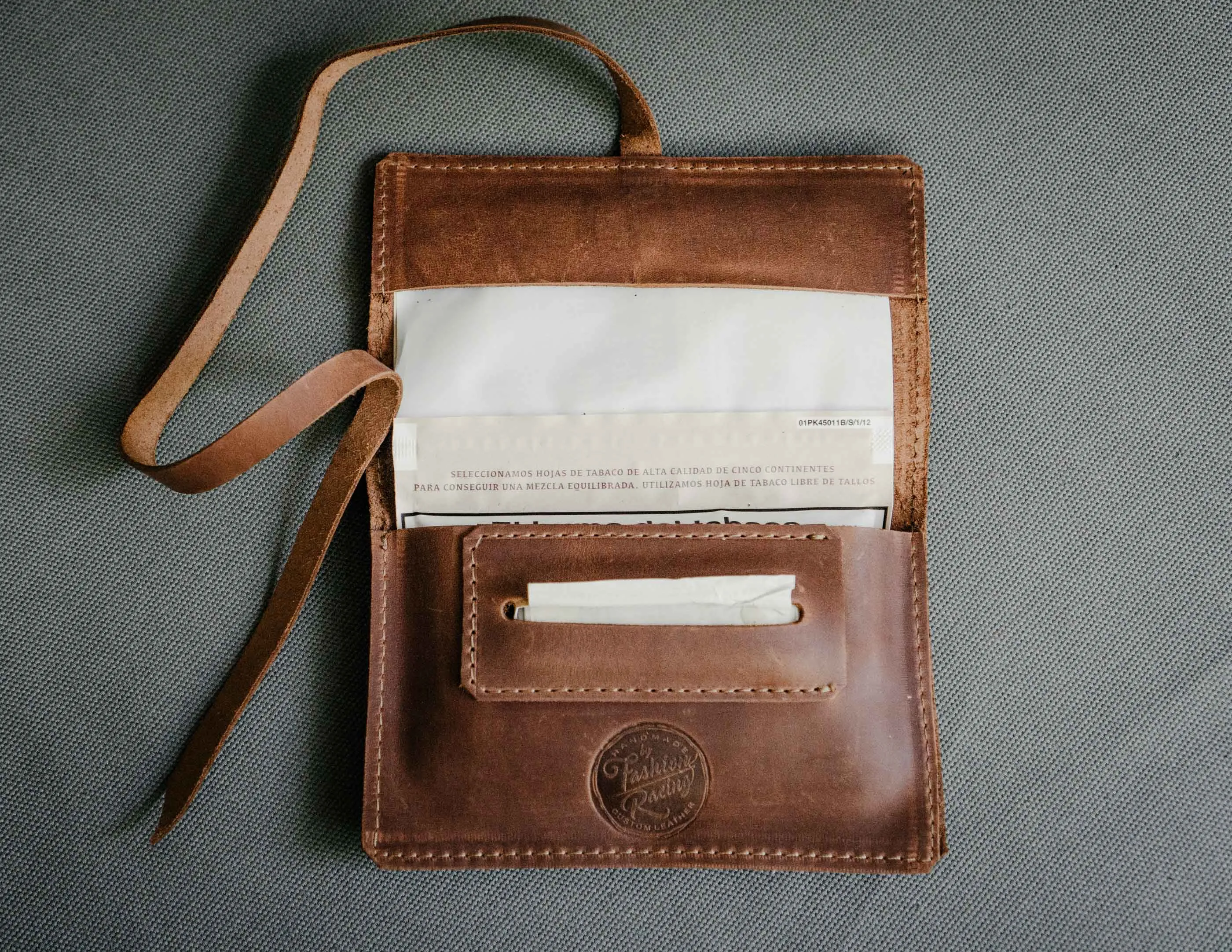 Rolling tobacco pouch | Tobacco joke in black or brown leather