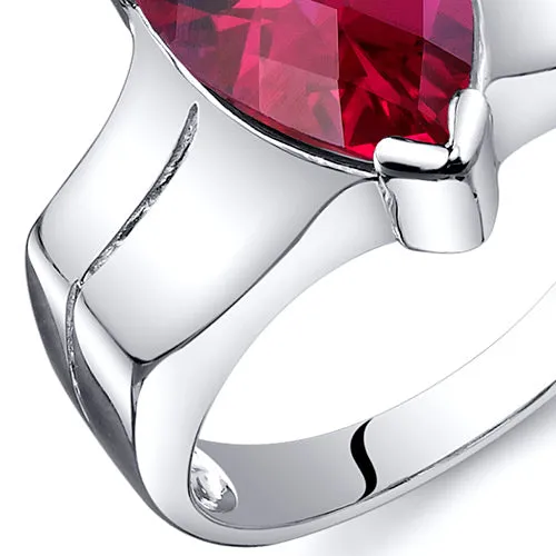 Ruby Pear Shape Sterling Silver Ring Size 7