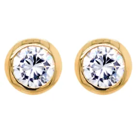 SALE Sybella Bezel CZ Stud Earrings Gold