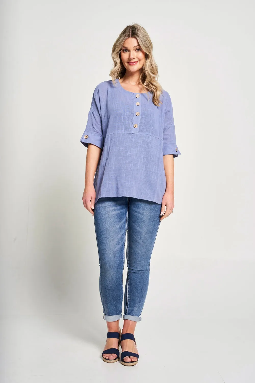 Saloos Button Placket Oversized Top