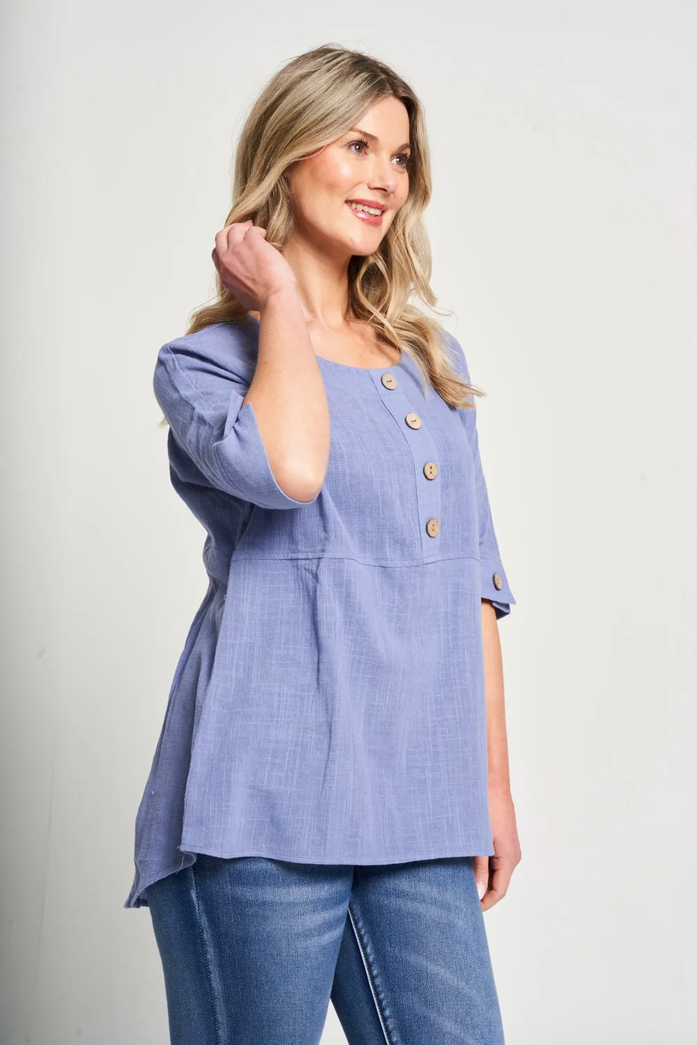 Saloos Button Placket Oversized Top